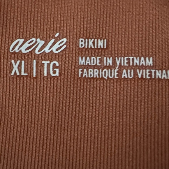 New AE AERIE Ribbed Full Coverage Bikini Bottom 70s Canyon Creek Stripe Size XL - Picture 5 of 10